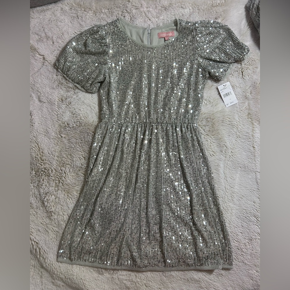 NWT BCBGirls Shimmering Silver Sequin Dress size 10